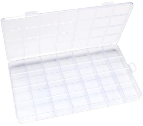 Eppingwin 28 Grids Bead Organizer, Craft Organizers and Storage, Acrylic Organizers, Plastic Bead Organizer Box for Crafts Organizing Storing