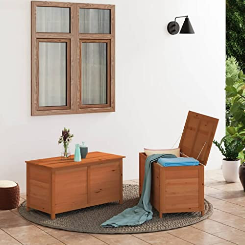 BUKSCYJS Box Cuscini Da Esterno,Armadio Da Giardino Basso,Armadietti E Credenze Adatto Per Giardino, Garage, Esterno, Balcone, Bordo Piscina Marrone 100x50x56cm Legno Massello Abete