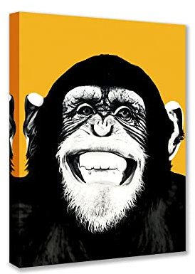 Zimmer-Wandbilder, lustige Tiere, Schimpanse, Gemälde, 1 Stück, Leinwand, Banksy-Affe, Pop-Art, modernes Kunstwerk, Heimdekoration für Wohnzimmer, Schlafzimmer, Büro, gerahmt, Galerie, fertig zum