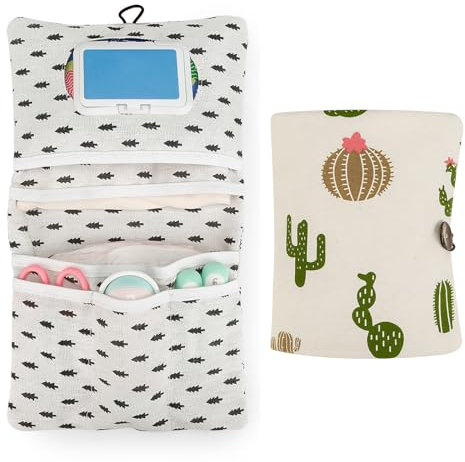 SwirlColor Sacchetto Del Pannolino Organizzatore, Portatile e Riutilizzabile Sacchetto Del Pannolino Per Mamma On the Go Sacchetto Del Pannolino Organizzatore Per Pannolini Wet Wipes -Cactus
