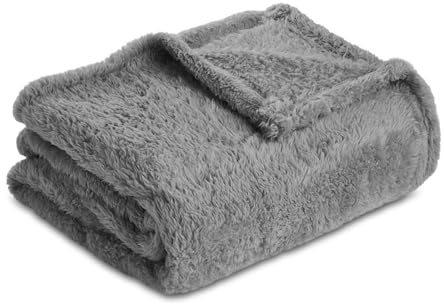 Homebliss Coperta Plaid in Pile 130 x 150 cm, Coperta Singola Flanella- Coperta Oeko-TEX®, Coperta in Pile per Divano e Letto, Lenzuolo Sopra Flanella,Coperta Morbida-Grigio Scuro