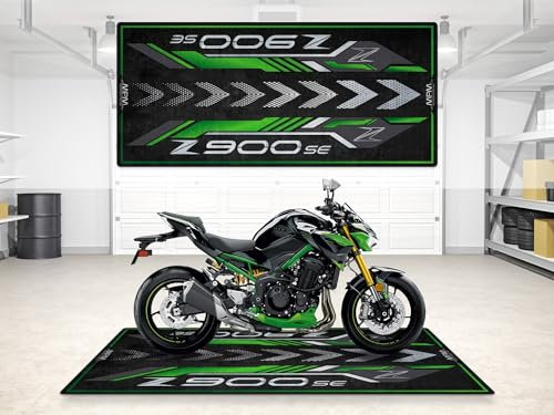 wibeart MPM Motorradmatte für Z900 SE, waschbar, rutschfest, öl- und wasserabweisend, für den Einsatz in Garage, Ausstellungsraum und Werkstatt | Größe 1: 86.6 x 39.4/220 x 100 cm