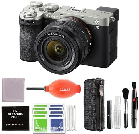 Sony Alpha 7C II Full-Frame Camera with 28-60mm Lens (Silver) Bundle with Pixel Advanced Accessories | Sony a7C II Lens Kit
