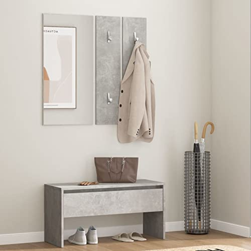 Rantry Möbel-Set für Flur, Grau, Beton, aus mehrschichtigem Holz, Gartenbank, Bank für Balkon, Terrasse & Garten