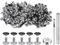 QUARKZMAN 100 Ensembles de Rivets en Cuir 8mm x 8mm en Métal avec Double Capuchon, Attaches Pression et 3 Outils de Pose pour Projets de Maroquinerie DIY, Couleur Noir Brillant