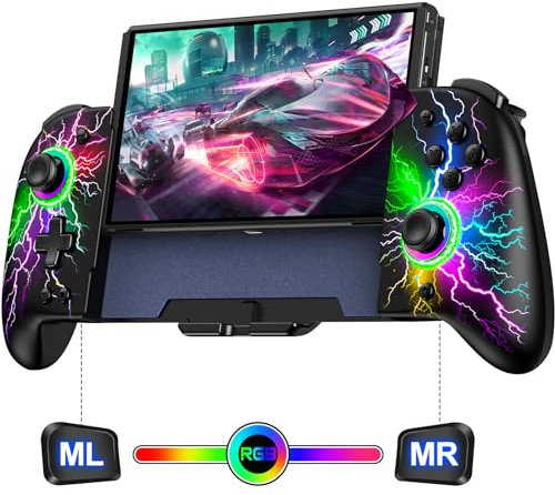 CoguyTech Switch Controller Wireless für Nintendo Switch/OLED, Innovativer Bluetooth Controller mit Turbo Programmierung, RGB Lichteffekte Switch Joypad mit Hall Effekt Sticks
