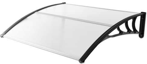 HOMASIS 100 x 120 cm Vordach für Haustür, wasserdichte Überdachung mit UPF 50+, transparentes Pultvordach aus ABS, Haustürvordach für Tür & Eingangbereiche (Schwarzer Rand)