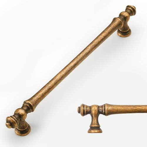 Amerdeco 6 Pack Antique Brass Cabinet Pulls 192mm Hole Center Cabinet Hardware Kitchen Cabinet Handles for Bathroom Drawer Pulls Dresser Pulls AM022