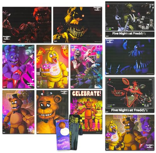 FNAF FNAF Poster für Schlafzimmer, FNAF Raumdekor-Set mit 12 FNAF-Postern für Wände, Five Nights at Freddy's Poster-Set, FNAF Raumdekorationen für Jungen