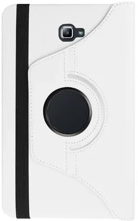 MQVQAUBST Funda de Cuero PU con Soporte for Tableta Adecuada for Samsung Galaxy Tab A 6 10.1 T580 T585 10.1 Funda con Tapa giratoria de 360 Grados(White)