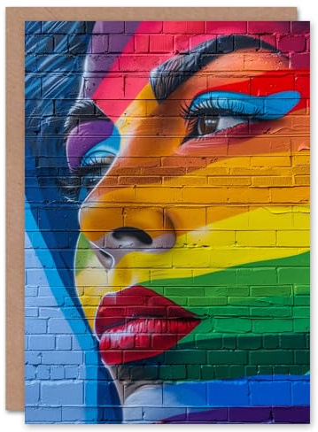 Artery8 Rainbow Pride Woman Portrait Lgbtq Mural Graffiti Blank For Him Or Her Art Birthday Card