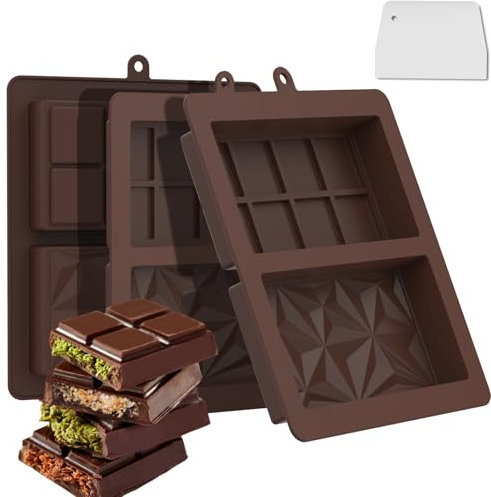 Bighan 3 moldes de silicona para chocolate, molde de silicona para chocolate profundo 2 en 1, molde de silicona para bombones y dulces