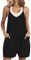 Zeagoo Barboteuse d'été décontractée sans manches pour femme avec bretelles spaghetti réglables et poches, Noir , M