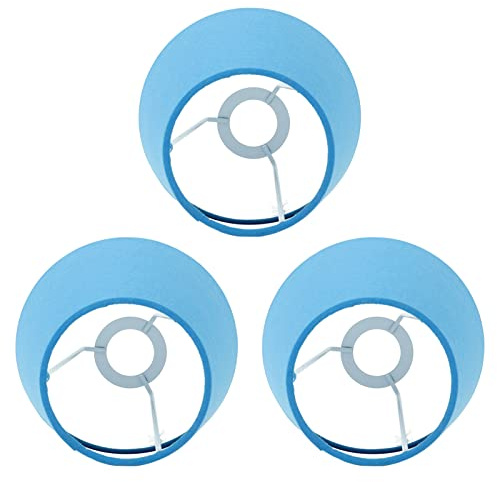 3 Stück Kleine Lampenschirme Für Tischlampen, Moderne Lampenschirme aus Stoff Für Kronleuchter Zum Aufstecken Für E14 Lampe Kronleuchter Wandlampe Tischlampe (Blau)