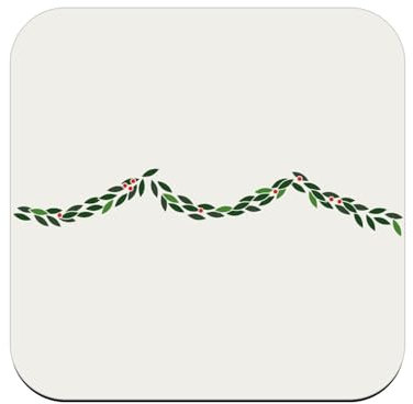 Unter Glass aus Holz – Weihnachtsgirlande, Stechpalme, Blätter, Winter, Feier, 1 Stück (95 x 95 mm)