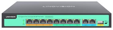 LINOVISION Switch 8 Porte Full Gigabit Poe, 4 Porte BT 90W, 4 Porte 30W, 2 GE e 1 Gigabit SFP Uplink, IEEE 802.3 AF/at/BT, Power Budget Totale 120W, Uscita 90W sulle Porte 1-4, Poe a Lunga Distanza