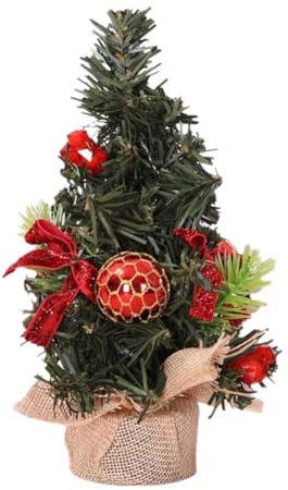 Mini-Baum mit Aufschrift Merry Christmas, 20 cm, für Büro, Schreibtisch, Geschenk, Festival für 2025, Neujahr, Schlafzimmer, Party