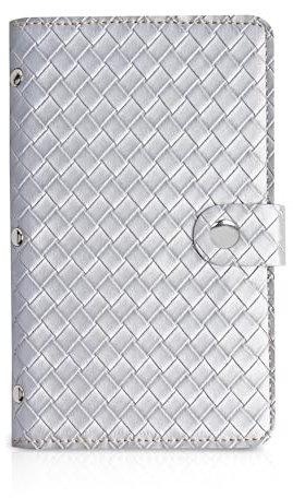 lizimandu Visitenkartenetui, Visitenkarten-Bücheretui, PU-Leder, Organisationsbinder, Namensausweis, Kartenhalter für Männer und Frauen, bis zu 96 Karten Kapazität, 1-gewebtes Silber, 1 Pack