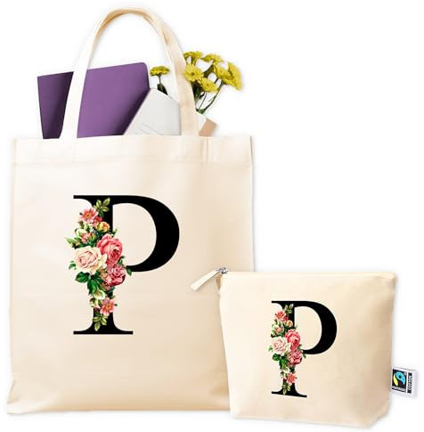 Bolsas de Tela Personalizadas - Tote Bag Personalizada + Neceser - Bolsa Tela Personalizada Mujer - Regalos Personalizados - Regalo Original Mujer - Bolsa Compra Reutilizable (P)