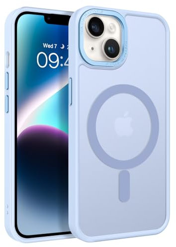 BENTOBEN Cover Magnetica per iPhone 14/iPhone 13 6,1 Pollici [Compatibile con MagSafe], Custodia Traslucida Opaca Antiurto Sottile Protettiva Case [Resistente ai Graffi], Azzurro