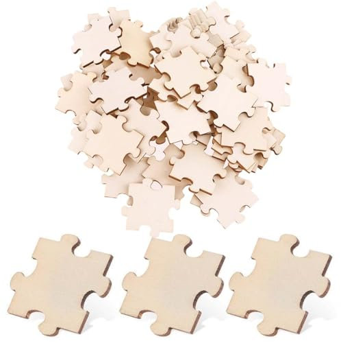 HABNI 150 Stück Holz Puzzle Blanko Puzzle Zum Selber Gestalten, Blanko Puzzle Zum Bemalen, 4X4 Cm, Puzzle Zum Bemalen Für Kinder, Diy Kunst Und Handwerk Und Party Gästebuch Hochzeit Puzzle