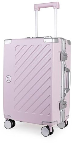JLY Koffer aus 100% Polycarbonat, reißverschlusslos, TSA-Schloss, 4 Rollen, Aluminiumgriff, leicht, robust, ideal als Handgepäck oder Reisekoffer (Lavendel Violett, S (54.5cm 34L))