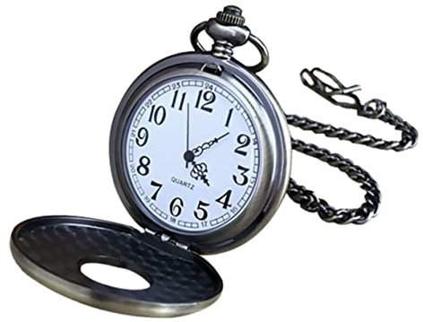 Healvian Vintage Taschenuhr mit Hohldesign Kette Quartz Uhr für Herren für Väter Ehemänner Praktisch mit Abnehmbarer Kette Verarbeitung
