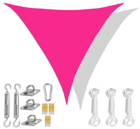 XQKXHZ Voile Ombrage Triangle Rose avec Kit Fixation,Toile Parasol Imperméable de Exterieur,Toile Ombrage Protection des Rayons UV à 95%,Voile d'ombrage Triangulaire pour Patio Jardin,2x2x2m