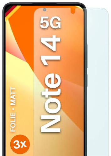 moex FlexProtect matte Schutzfolie für Redmi Note 14 5G Displayschutz Folie matt gegen Reflexionen, Anti Reflex Handyfolie mit Sonnenschutz, Kompatibel mit jeder Handyhülle, 3 Stück