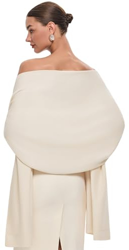 PULI Women's Beige Pashmina Shawl Wraps for Evening Dress Large Scarf Blanket Long Wedding Bridals Winter Warm Shoulder Wrap