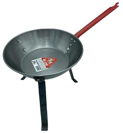 Sartén con patas de Acero Pulido 30 cm para Leña con – Cocina Tradicional, Duradera