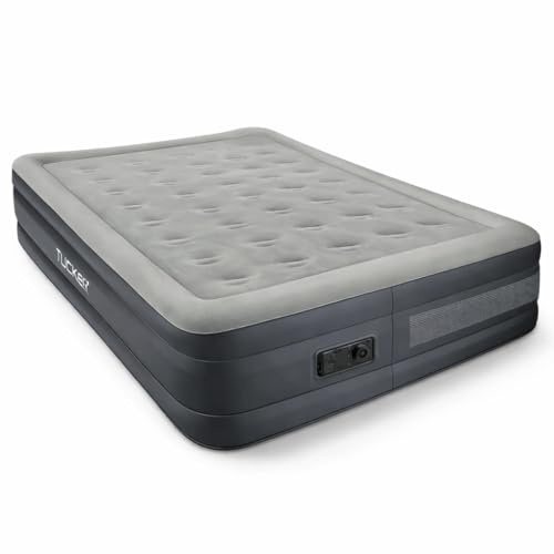 Easy Act Luftbett 196×97×47 cm mit integrierter Elektropumpe - Luftmatratze für 1 Person, Gästebett mit Flockvelours Oberfläche, schnelles Aufblasen in 3 Minuten, inkl. Tragetasche, Grau