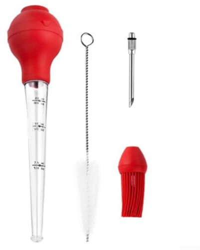 Small Compact Plastic Turkey Baster with Flexible Rubber Tube for Even Moisture Distribution During Roasting