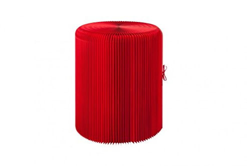 sompex PAPUR Papiermöbel Papier Tisch faltbar rot aus Kraftpapier mit Kunststoff Tischplatte rund 63 cm hoch 53 cm Durchmesser platzsparend nachhaltig Design modern Couchtisch