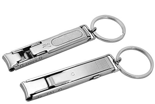 JamHooDirect Portable Ultra-thin Folding Nail Clipper with Key chain - Stainless Steel Nail File - Pack of 2