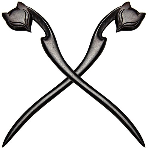 hollihi 2 Stück handgefertigt Ebenholz Geschnitzt Haar Decor Sticks Schal Pins Picks Bilder Gabeln für Frauen Mädchen Haar für Hochsteckfrisuren SO Zubehör 18 cm, Foxy