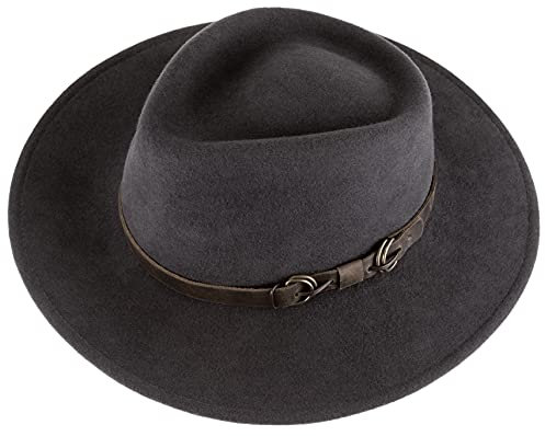 Alpenleder Hut - Modell: Padua (Handgefertigt) - Nachhaltiges Bio-Filz aus regionaler Landwirtschaft | Fedora Wollhut, Hüte Damen & Herren, Filzhut *Fair Produziert* (Größe S (55-56cm), Steel Grey)