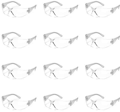 Z87 Lot de 12 paires de lunettes de protection transparentes