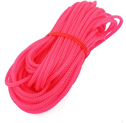 Aexit 3mm diamètre gaine tressée extensible PET serré à wrapper câble 10M Rose gaine
