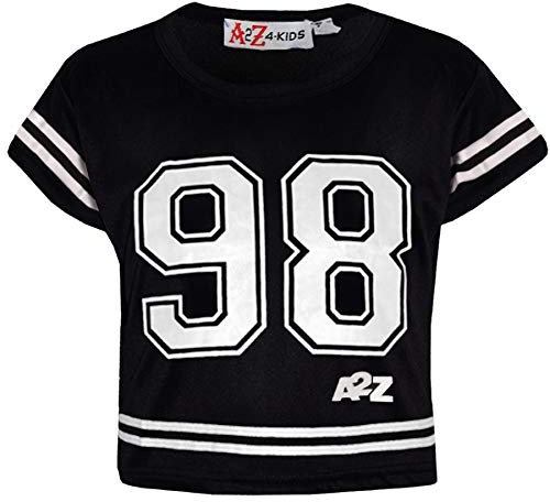 A2Z 4 Kids Girls Top Kids 98 Trendy T Shirt - New Crop Top 98 Black & White 9-10
