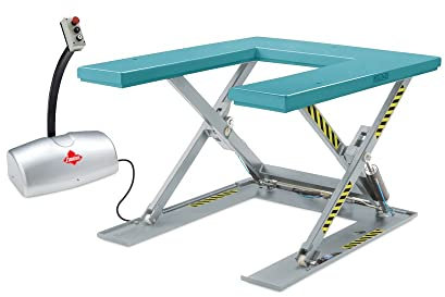 Ameise Elektro-Flach-Scheren-Hubtisch SLT mit Einfach-Schere | 1.000 kg Tragkraft | 80-840 mm Hubbereich | ergonomische und individuelle Greifhöhe | 1.450 x 1.140 mm U-förmige Plattform