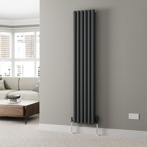 DuraTherm® 1800 x 360mm Anthracite Vertical Designer Radiator Double Column Oval Tube Modern Central Heating Panel Bathroom Radiators