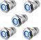 Linkstyle Pulsante Momentaneo da 19 mm, Pulsante ON/OFF rotondo Autobloccante SPDT da 12V, Interruttore a Tasto a Scatto in Metallo per Auto, 5Pz