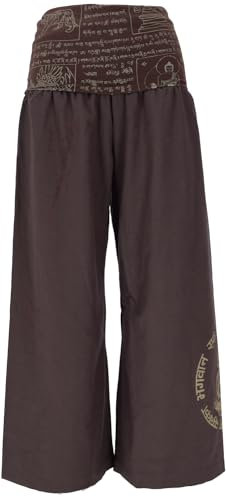 Guru-Shop, Pantaloni Larghi Marlene, Pantaloni Benessere, Pantaloni Yoga, Pantaloni Boho con Cintura Larga, Cappuccino, Cotone, Dimensione Indumenti:L (40), Pantaloni Lunghi