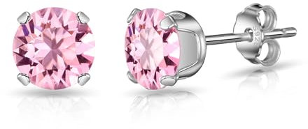 Boucles d'oreilles rose pâle en argent sterling créées avec des cristaux Zircondia®