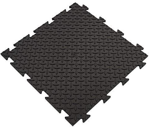 Pavimento commerciale in PVC, a rombo, 8 mm, per garage industriale, installazione a clic, nero