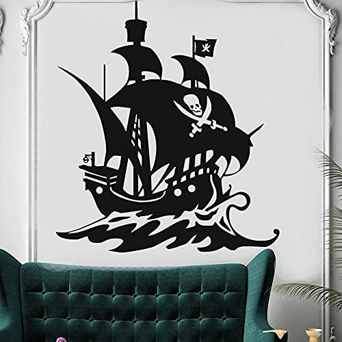 Zdklfm69 Wandtattoos Wandaufkleber Schiffe Boot Segeln Piratenkapitän Schädel Abnehmbare Tapete Vinyl Murals Home Decor 77x86cm