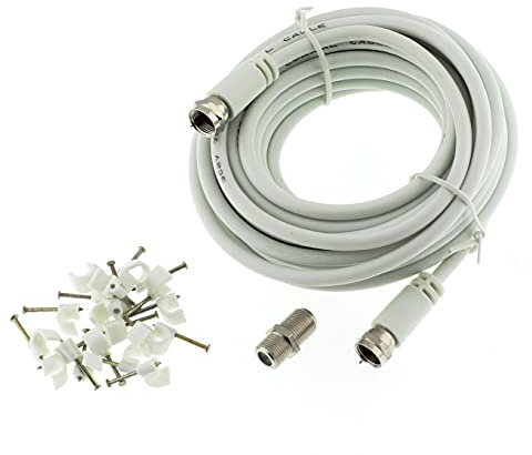 Reulin Slim F-Type Coaxial Cable Kit 5M, For Sat TV, Modem, Sky, Virgin Media, Freesat, BT Box, Satellite Receiver, 3C2V - 75 OHM (5 Meter)