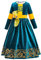 YOSICIL Costume da Principessa Merida Brave Girl Merida Costume Cosplay a Maniche Lunghe Motivo Foresta Maniche lungheHalloween Carnevale Natale 3-9 Anni,Turchese,110