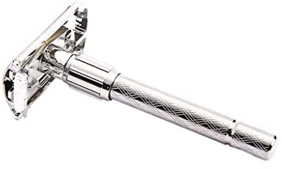 Verstellbarer zweischneidiger Rasierhobel, mit Klinge, langer Griff, rostfrei, klassisch traditionell für Reisen, Heimgebrauch, Herren